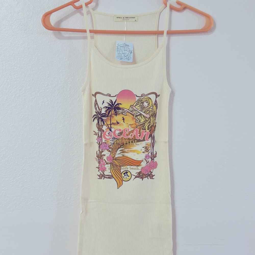 💕NWT💕 Spell Ocean Pearl Organic Slinky Singlet Sz XS - Picture 3 of 9